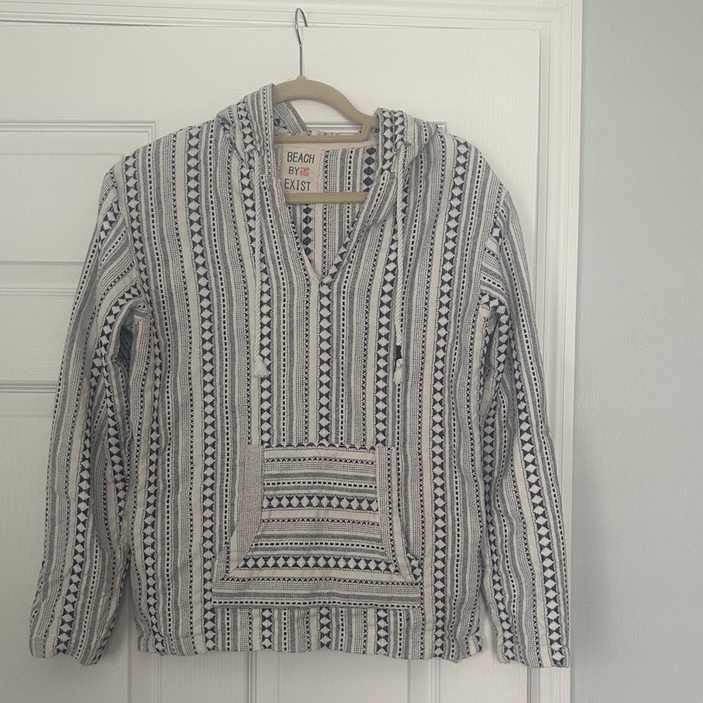 Patterned Black and White Hoodie